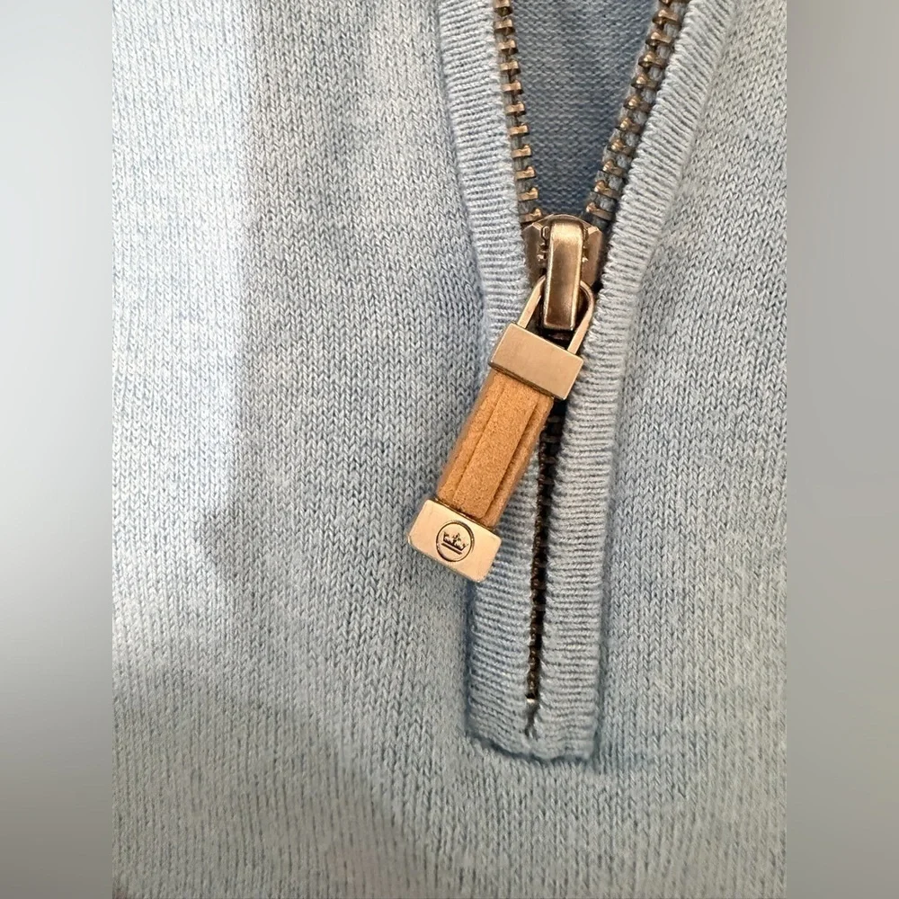 Peter Millar Blue Quarter Zip Cotton Blend Pullover Long Sleeve Shirt Size XL